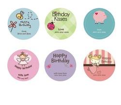 Paper Round Birthday Gift Sticker, Pattern : Printed
