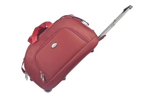 Rectangular Leather Trolley Bag, for Travelling, Pattern : Plain