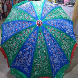 Crafts Odisha Round Multicolor Cotton Garden Umbrella, Size : 8'