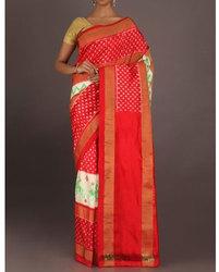 Printed Pochampally Silk Saree, Occasion : Festive Wear, Party Wear