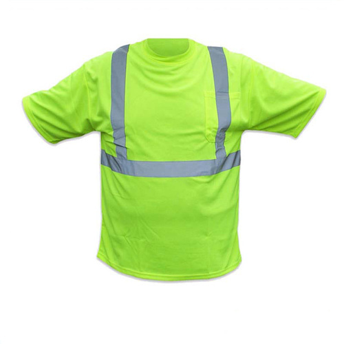 Cotton Green Safety T- Shirt, Pattern : Plain