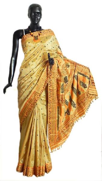 Elevate Your Style with Pure Assam Silk Saree Hand Block Print - Get 14%  Off Today! – Indiehaat.com