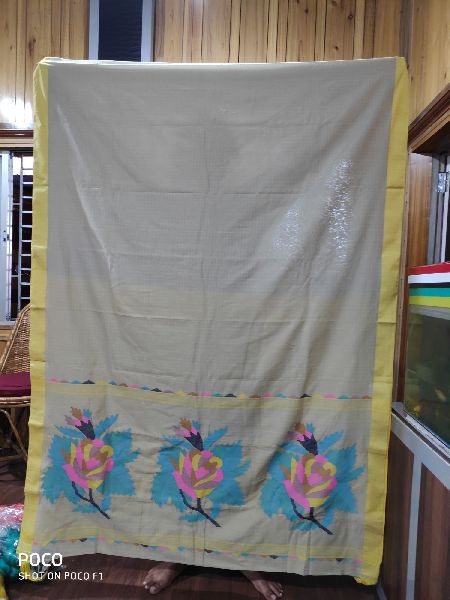 Printed Jamdani Cotton Saree, Technics : Attractive Pattern, Embroidery Work