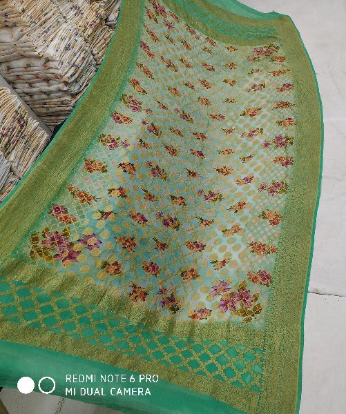 Chiffon printed saree, for Anti-Wrinkle, Technics : Handloom