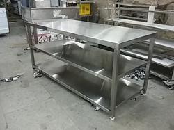 Stainless Steel Canteen Dining Table, Color : Silver