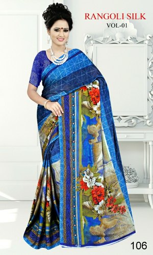 Printed Party Wear Rangoli Silk Saree, Color : 10