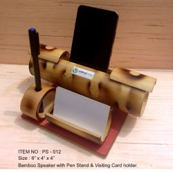 Bamboo Speaker with Pen Stand