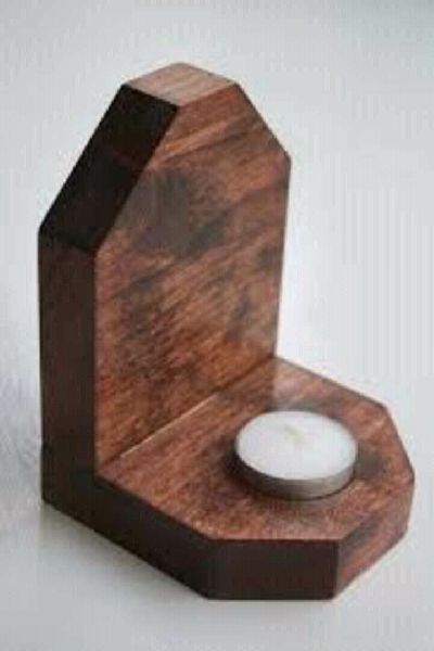 Brown Plain Wooden Tealight Candle Holder, Packaging Type : Carton Box