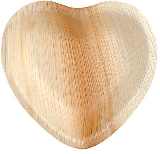 Heart Shaped Areca Leaf Plate, for Serving Food, Pattern : Plain