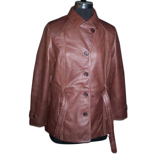 Full Sleeves Ladies Casual Leather Coat, Size : M, Pattern : Plain at ...