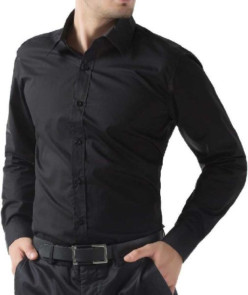Mens Black Formal Shirt, for Anti-Shrink, Anti-Wrinkle, Quick Dry, Size ...