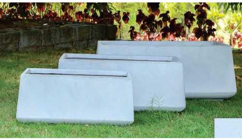 Rectangular Fiber Clay Planter Pot, for Decoration, indoor, outdoor, Landscaping, Color : White