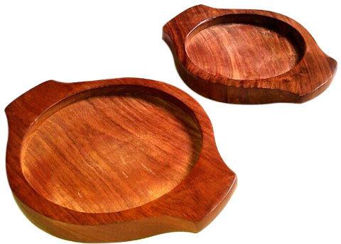 Wooden Double Handle Sizzler Plate, Size : Customized