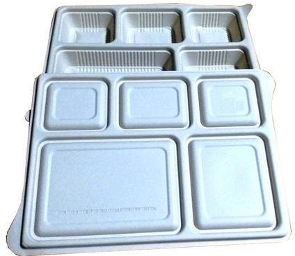 Rectangular Plastic Biodegradable Tray, for Food Packaging, Color : White