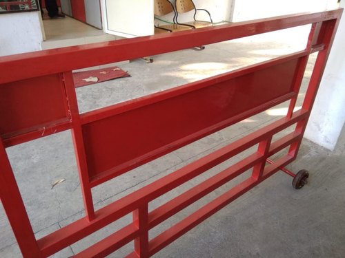 Mild steel Metal Check Post Barrier, Color : Red