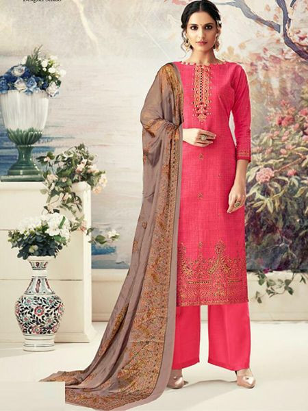 Designer Pink Cotton Salwar Suit Buy designer pink cotton salwar suit ...