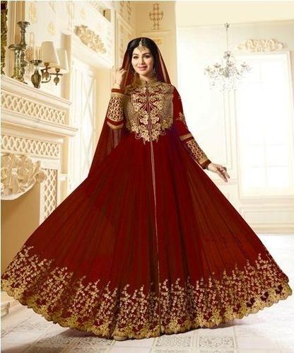 YOYO Fashion Georgette Embroidered Anarkali Suit, Occasion : Party wear