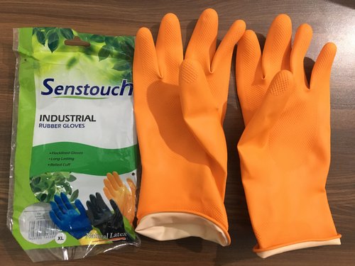 Rubber Hand Gloves, for Construction/Heavy Duty Work, Pattern : Dotted ...