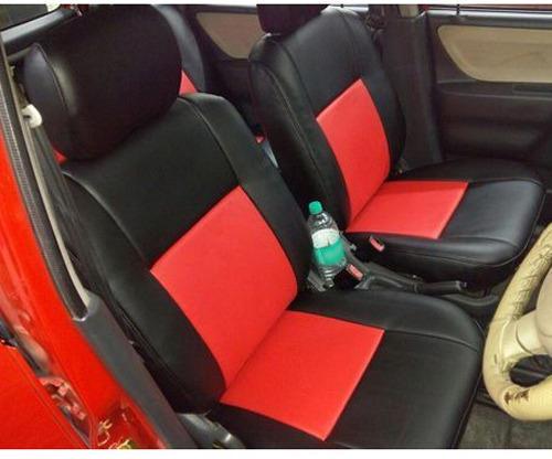 PU Leather Car Seat Cover, Color : Red Black