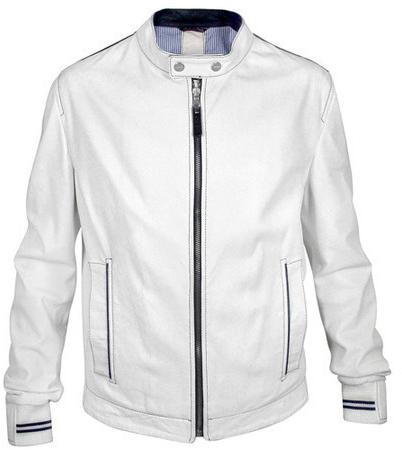 Full Sleeve white leather jacket