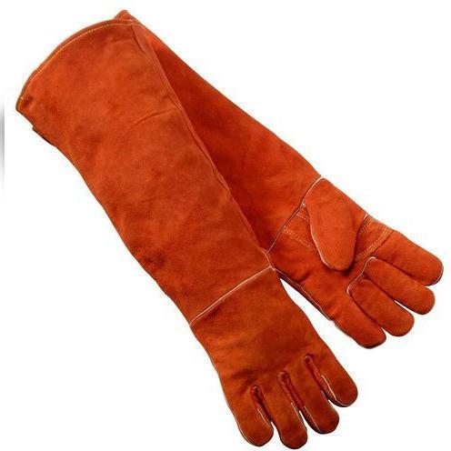 Full Finger Leather Hand Gloves, Color : Red