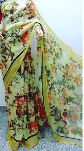 Aakriti linen saree, Saree Length : 6 m (with blouse piece)