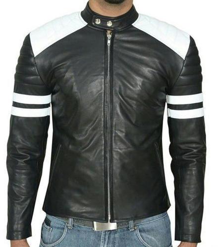 White Leather Mens Jacket, Size : Small, Medium, Large, XL