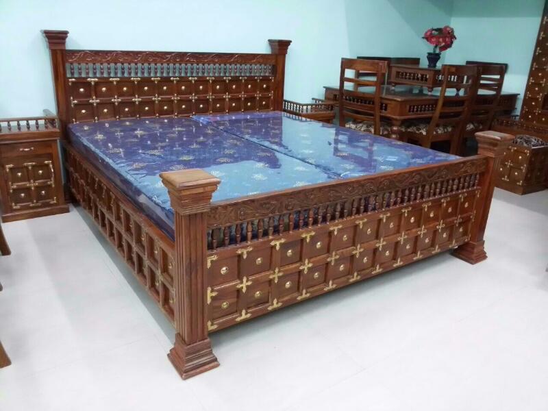 Wooden maharaja brass raj Bed