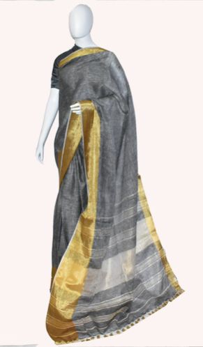 Border Linen Saree, Saree Length : 6.5 M