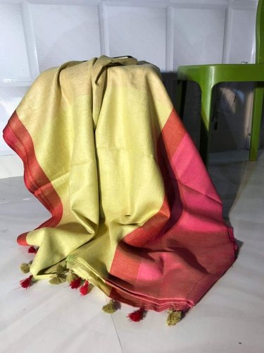 Linen Sarees, Saree Length : 6.3 m (with blouse piece)