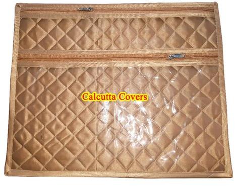 Calcutta Covers Golden Satin Single Saree