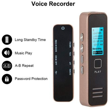 Digital Voice Recorder Device, Color : Black
