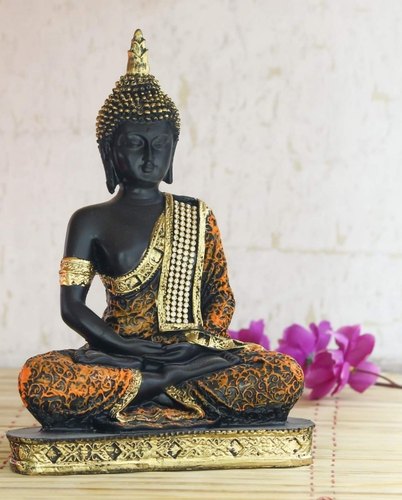 Multicolor Ceramic Resin Samadi Buddha, Color : Multiple