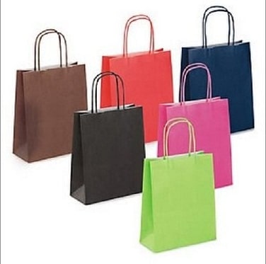 Kraft Paper Bag with Handle, for Gift Packaging, Shopping, Pattern : Plain