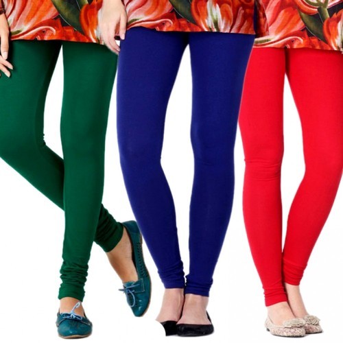 Plain Cotton Churidar Leggings, Color : Blue, Green, Red