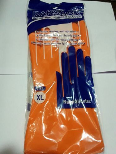 Latex Rubber Orange Industrial Gloves