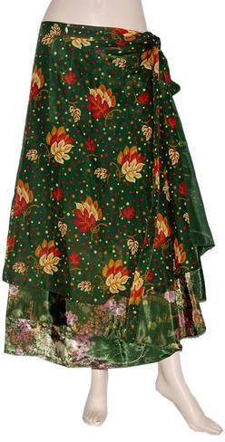 Slik Printed Wrap Skirt, Occasion : Casual Wear, Ethnic Wear