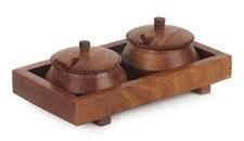 Wooden Two Handi Tray, for Gift Packing, Serving, Feature : Durable, Eco-Friendly, Good Quality