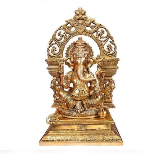 Golden Brass Ganesh Statue, Packaging Type : Box