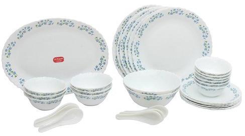Offiworld Glass Ceramic Dinner Set, Color : White
