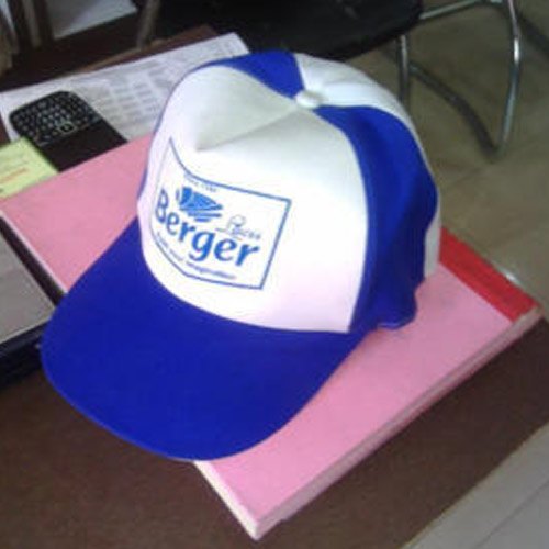 Printed Polyester Cap, Color : Blue White