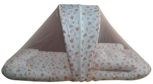 Baby Cotton Mattress With Mosquito Net, Size : 33x18x19 Inch