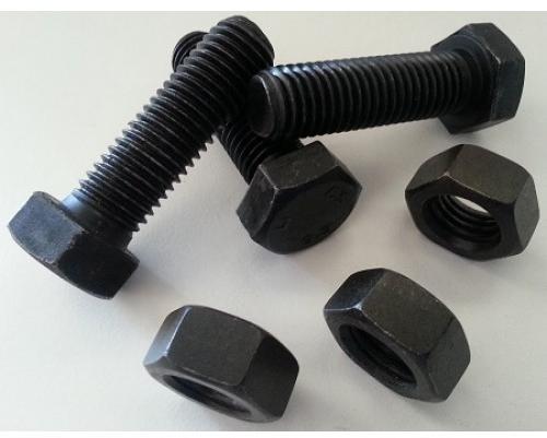 Hex Steel nut bolt, Size : 6 to 36 mm