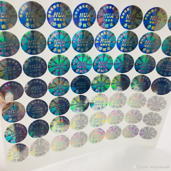 Round PET Holographic Security Sticker, for Lamination, Shipping Labels ...