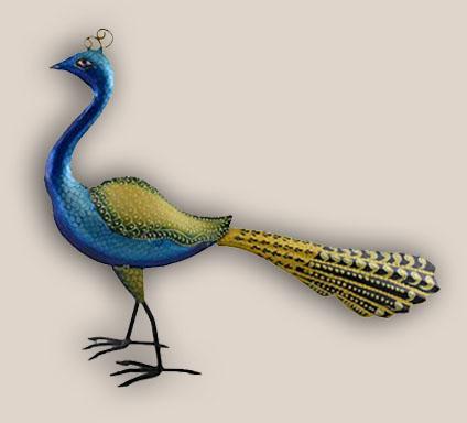 Kraphy Teak Wood Iron Peacock Statue, Color : Multi Color