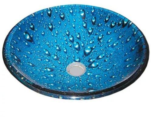 Round tempered glass basin, Color : Blue