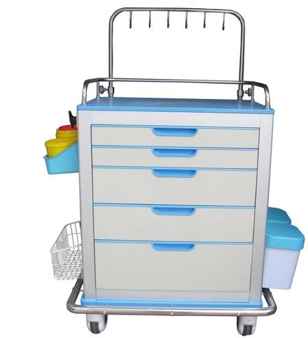 Stainless Steel Medical Cart, Color : White Blue
