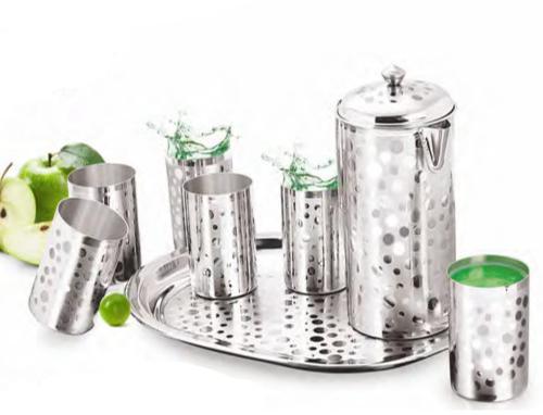 Stainless Steel Silver Designer Lemon Set, Capacity : Jug-1250ml, Glass-250ml