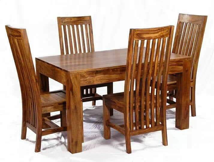 Solid Sheesham Wood 4 Seater Dining Set, Sheesham Dining Table 4 Seater