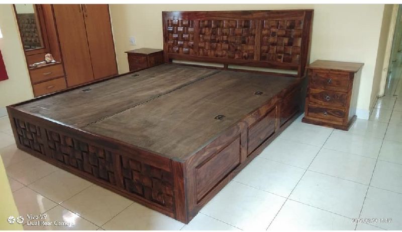 Solid sheesham wood diamond design bed 2